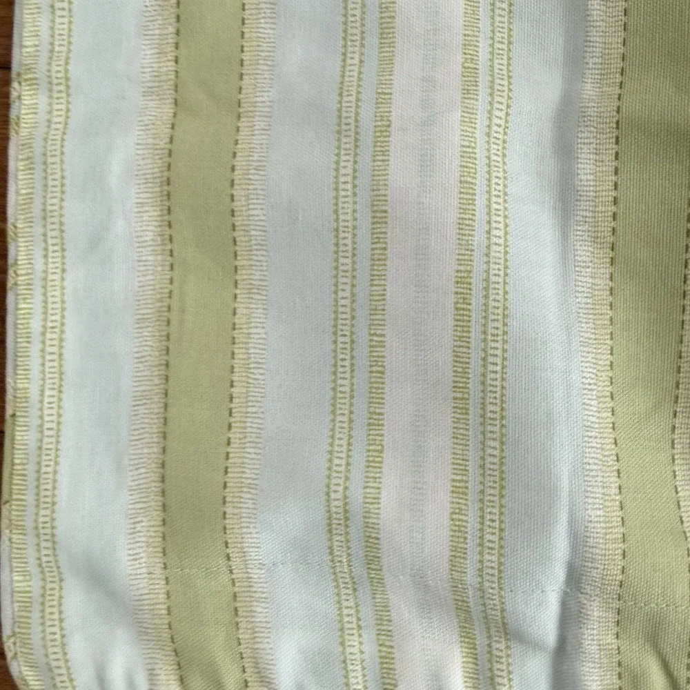 Vintage Waverly Euro Pillow 30x30 Blue Green Stripe Flanged Cotton w Down Insert